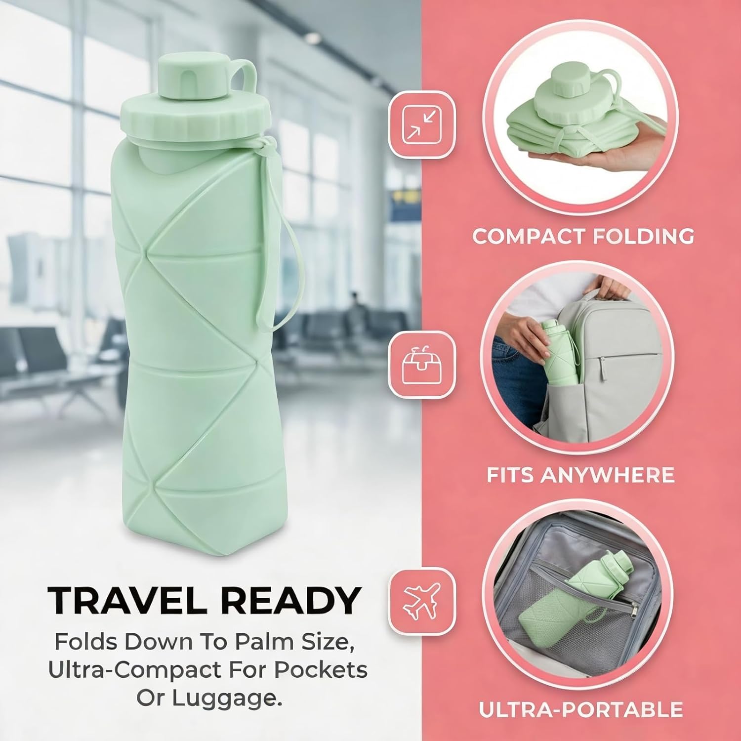 Collapsible Travel Water Bottle (600ml)