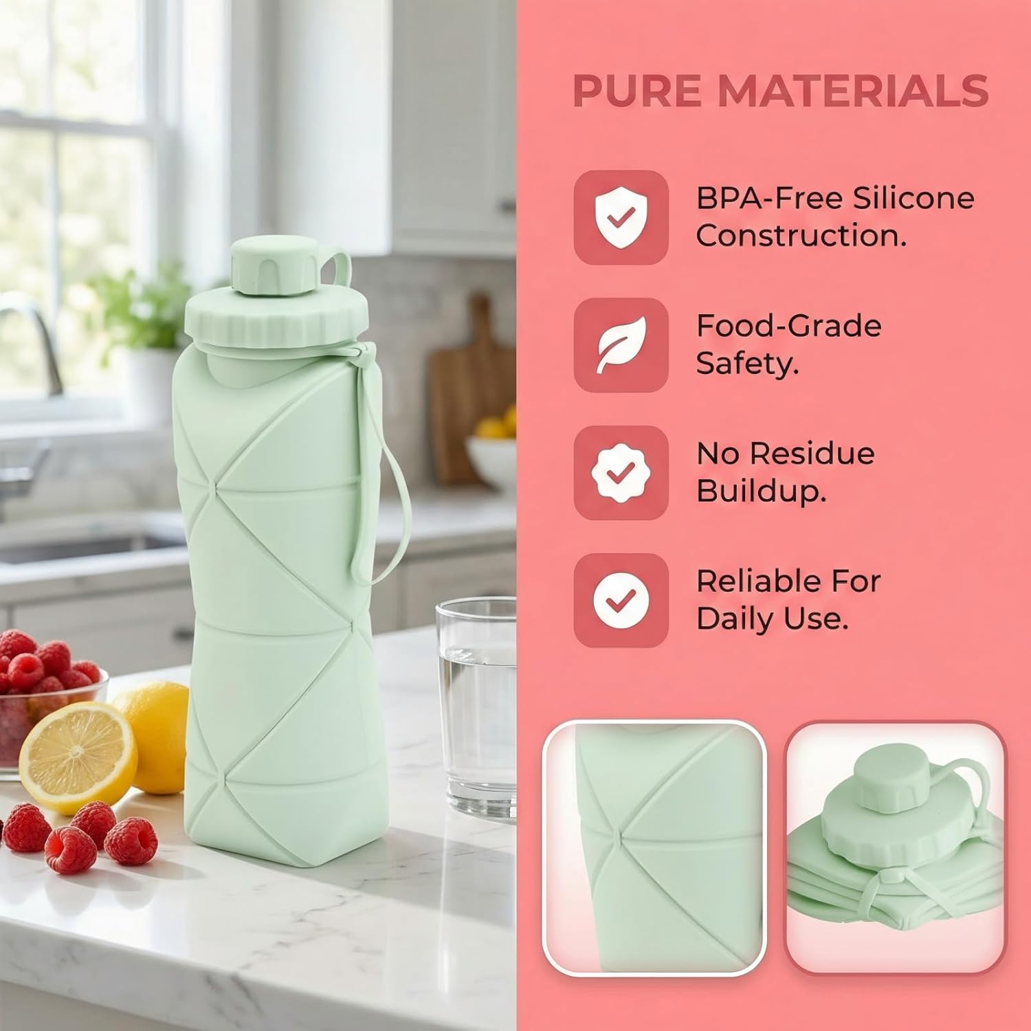 Collapsible Travel Water Bottle (600ml)