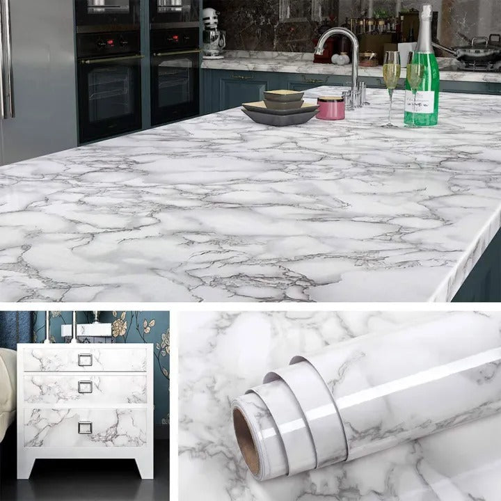 Kitchen Marble Oil & Water Proof DIY Marble Sheet – Black & White
